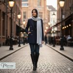 شال طوسی تیره و روشن مزونی برند موناسا S61