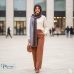 شال یاسی طوسی خالدار مزونی برند موناسا S59