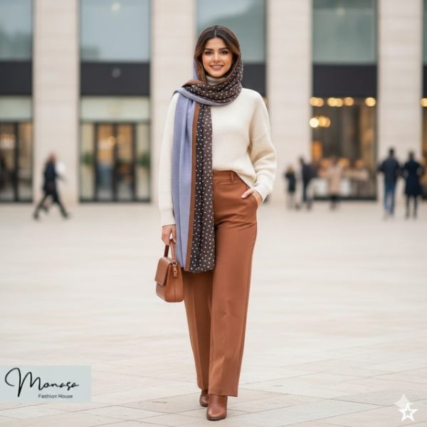 شال یاسی طوسی خالدار مزونی برند موناسا S59