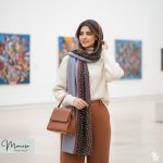 شال یاسی طوسی خالدار مزونی برند موناسا S59