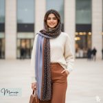 شال یاسی طوسی خالدار مزونی برند موناسا S59