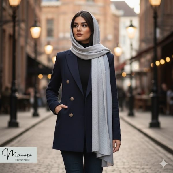 شال طوسی تیره و روشن مزونی برند موناسا S61