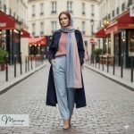 شال بنفش کم رنگ و یاسی مزونی برند موناسا S71