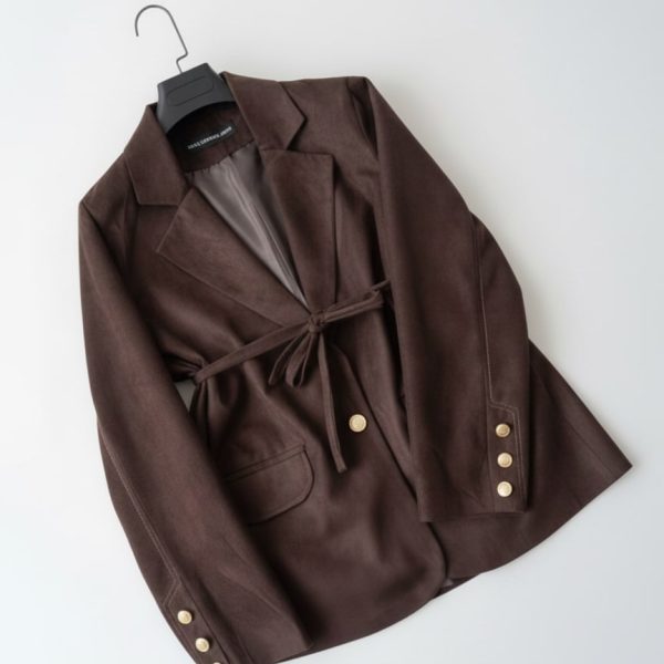 کت مخمل قهوه‌ای با آستر C21