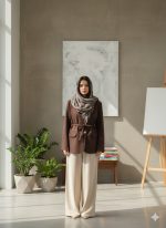 کت مخمل قهوه‌ ای با آستر C21